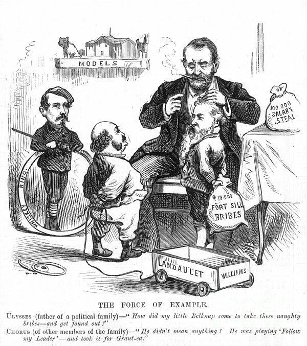 ULYSSES GRANT POLITICAL CARTOON REGARDING CORRUPTION IN HIS ADMINISTRATION.