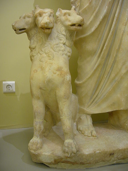 CERBERUS, THE GREEK AND ROMAN 3 HEADED DOG THAT PROTECTS THE GATES OF HELL AND ALLOWS NO ESCAPE